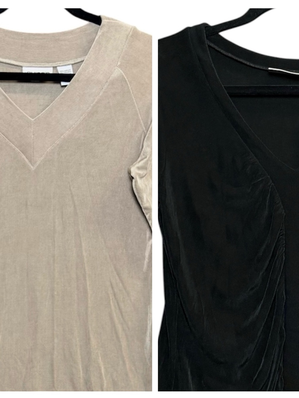 Two Chico's Travelers Collection Pullover Tops Black Beige Sz 1 M 8-10 Rosaleen
